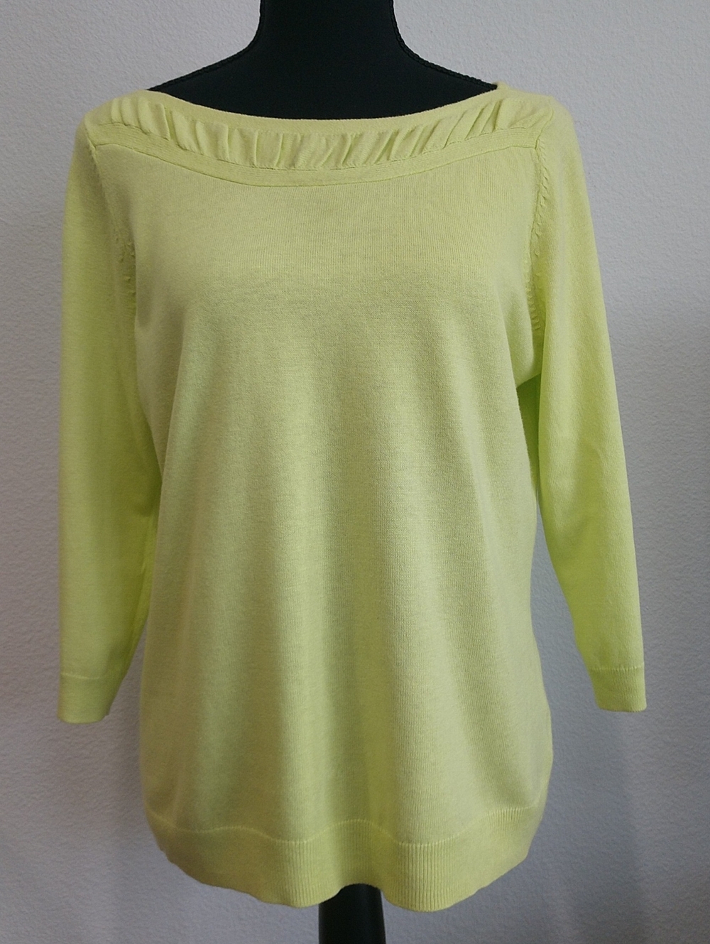 Worthington Light Yellow Off-the-Shoulder Boatneck Sweater